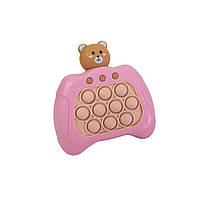 Поп Іт рожевий з коричневим ведмедиком антистрес для рук POP IT іграшка антистрес