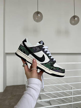 Жіночі Кросівки Nike SB Dunk Low Floral Tapestry / Найк СБ Данк Флорал Тапестрі Низькі Білі з Чорним, фото 1