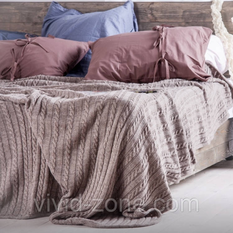Покривало в язані VividZone КЛАСИК 180*220 капучино
