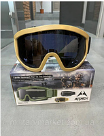 Очки тактические, маска тактическая 2 сменных стекла армейская поликарбонат очки Регулируемая резинка ARG