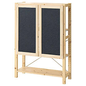 Стелаж з дверцятами, сосна/повсть, 89x30x124 см IVAR (095.078.58) IKEA