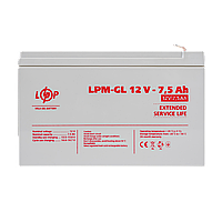 Аккумулятор гелевый LPM-GL 12V - 7.5 Ah l