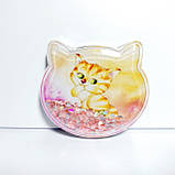 Дзеркало косметичне кишенькове у формі кішки з пересипом, фото 2