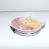 Дзеркало косметичне кишенькове у формі кішки з пересипом, фото 4