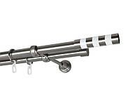 Карниз MStyle для штор металлический двухрядный открытый Сталь Сигма труба гладкая 19/19 мм 240 см
