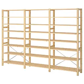 3 секції/полиця, сосна, 259х30х179 см IVAR (694.039.47) IKEA