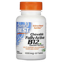 Doctor's Best Chewable Active B12 1,000 mcg 60 таблеток, Шоколад-мята