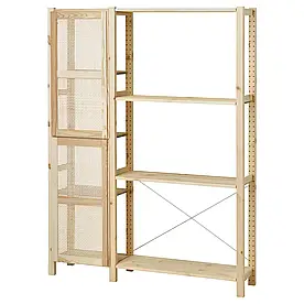 Стелаж з дверцятами, сосна, 134х30х179 см. IVAR (994.034.70) IKEA