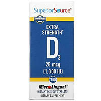 Superior Source Extra Strength D3 1,000 IU 100 быстрорастворимых таблеток