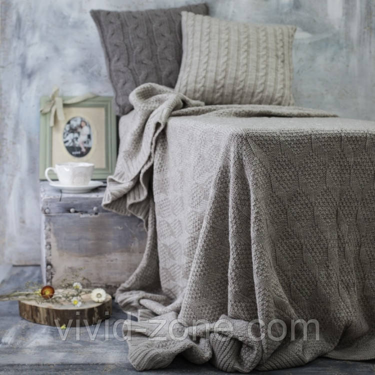 Покривало в язані VividZone ІНСТА 220*240 бежевий