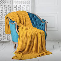 Плед вʼязаний Vividzone КЛАСИК 150*210 каррі