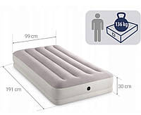 Надувне односпальне ліжко з портативним USB насосом Intex 64177 (розмір 191x99x30см, бежевий)