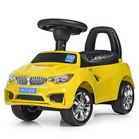 Машинка толокар с подсветкой для детей Bambi BMW 3147B-6 Желтый Каталка с музыкой для мальчика девочки