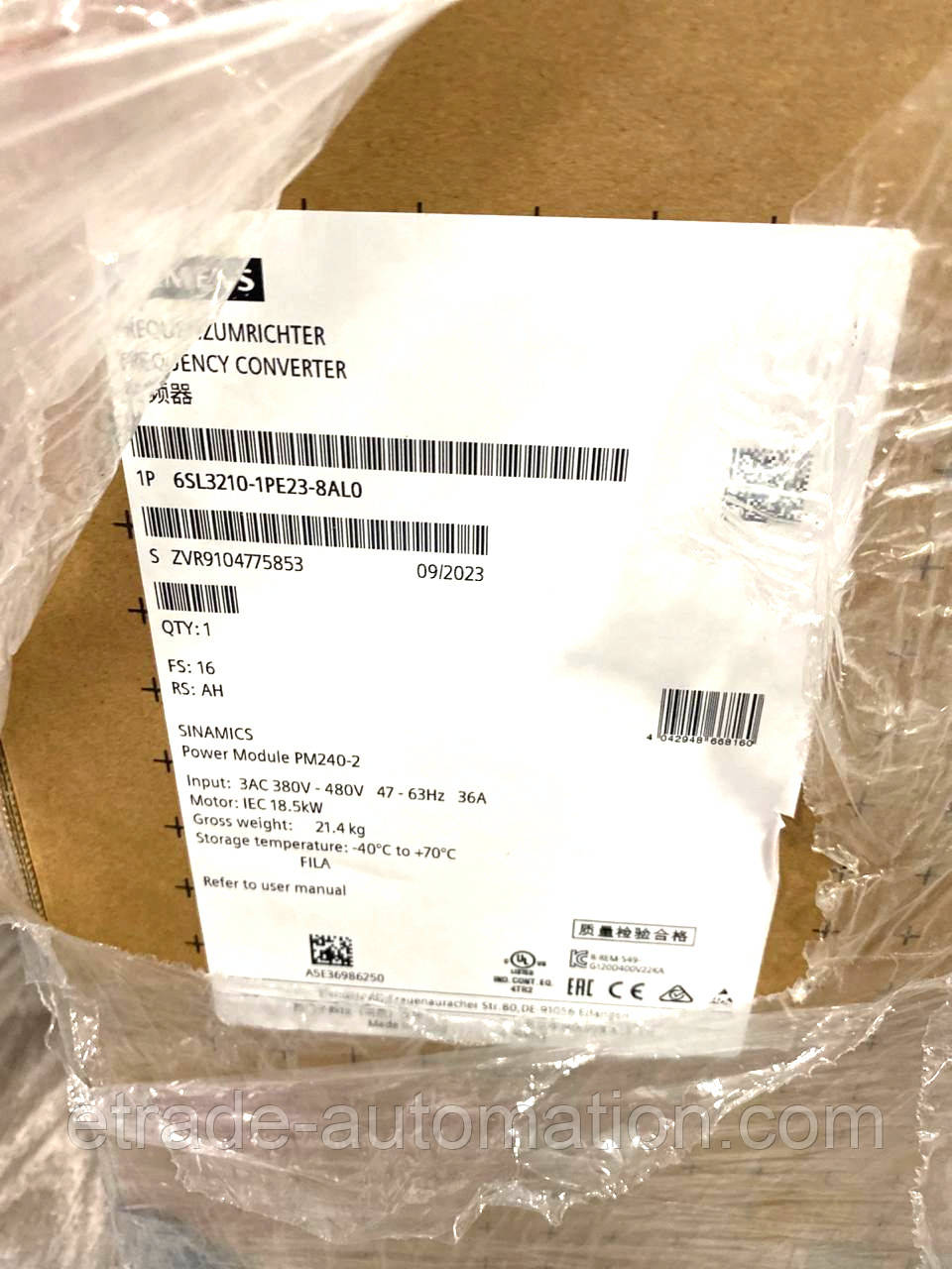 Перетворювач частоти​​​​​​​ Siemens 6SL3210-1PE23-8AL06SL3210