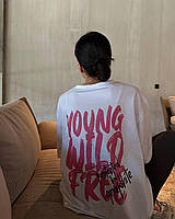 Женская футболка оверсайз с надписью на спине р: 42-46