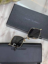 Жіночі сонцезахисні окуляри Saint Laurent Eyewear Lisa YSL ромбом із золотою окантовкою