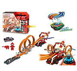Трек 660 A 98 металопластикова машинка, фігурка героя, наліпки, запускач, перешкоди для трюків, в короб, фото 4
