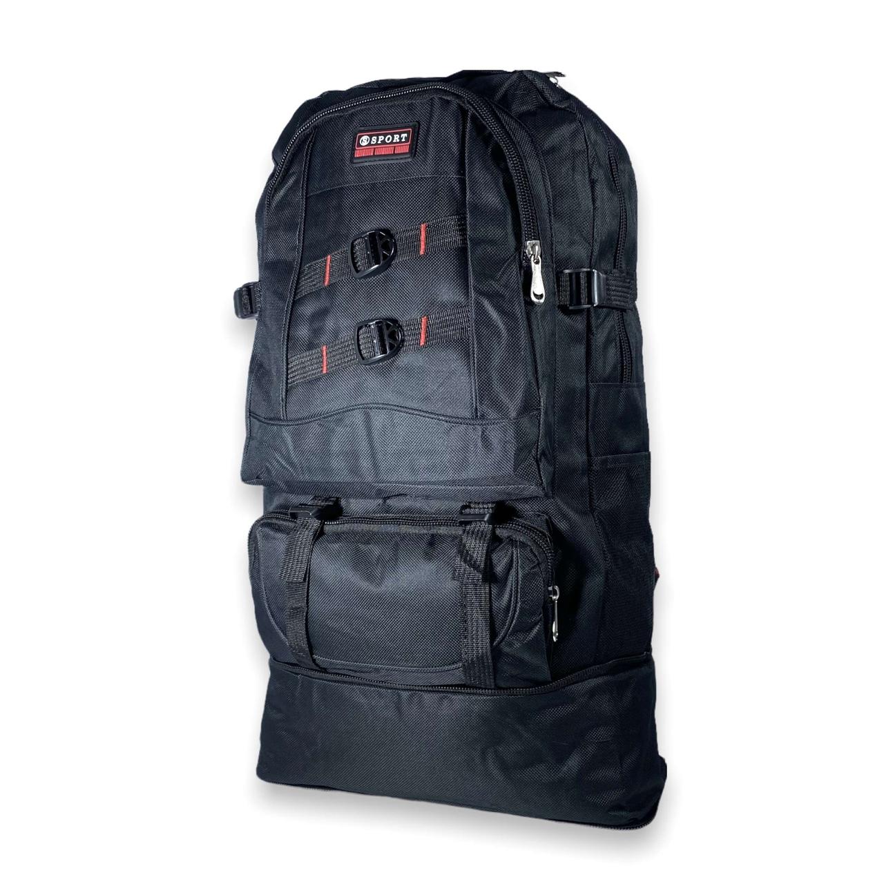 Рюкзак туристичний з розширенням, 34 л, один відділ, 3 фронтальні кишені, розмір: 63(51)*36*15 см, чорний