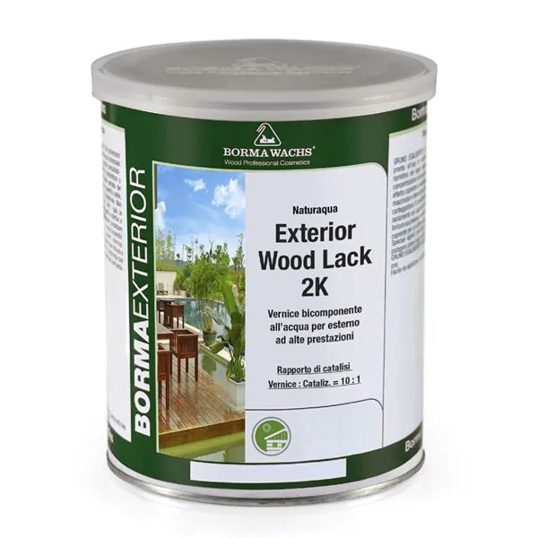 Лак 2К Borma Wachs NATURAQUA EXTERIOR WOOD LACK 2K, 1л+0,1л, фото 1