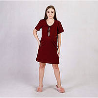 Ночная сорочка с коротким рукавом для беременных и кормящих 58/60, Бордовый
