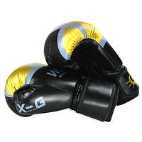Перчатки боксерские размер 10Oz, запястье ширина 8.5 длина 20см, черно-золотые h