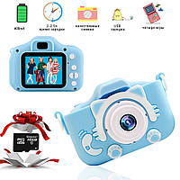 Дитячий цифровий фотоапарат Smart Kids Kitty Камера з іграми Кішечка Блакитний і карта пам'яті VGN