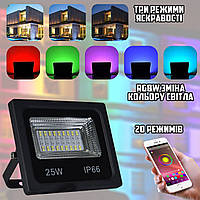Уличный прожектор RGBW SMART LED 25W Bluetooth для наружного освещения IP66, с приложением, 20 режимов VGN