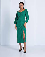 Сукня жіноча по фігурі з рукавами на резинці зелене
