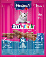 Мясные палочки Vitakraft для кошек, камбала и Омега-3, 3 шт p