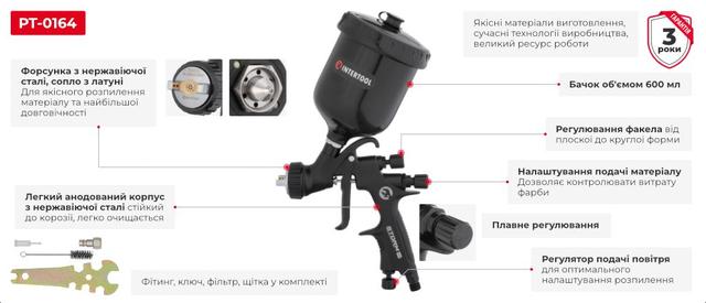 Фарбопульт (пістолет фарбувальний) HVLP BLACK M-DIAMOND 1,4мм STORM INTERTOOL PT-0164