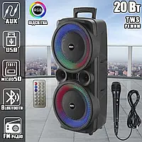 Мощная акустическая система с караоке микрофоном RX-8285W-8"x2 Bluetooth колонка 20W-2400mAh + Пульт VGN