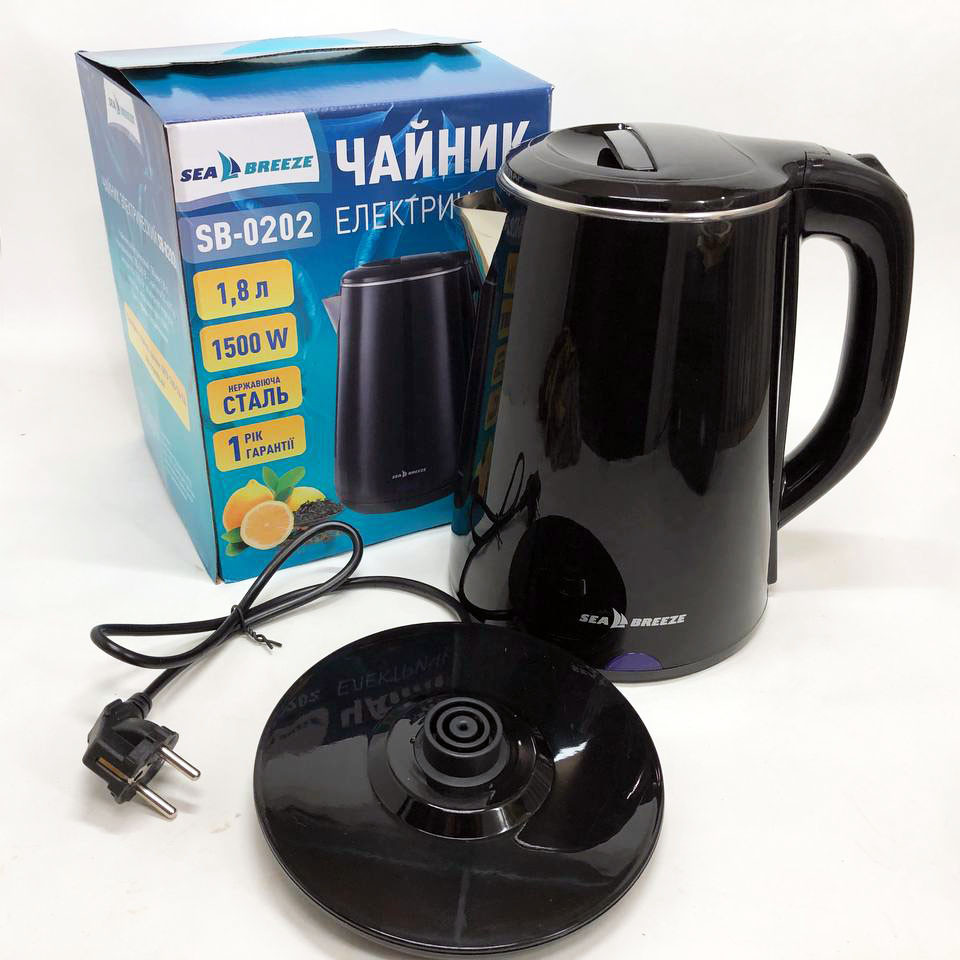 Чайник термос SeaBreeze SB-0202 1.8 Л, 1500Вт, гарний електричний чайник, тихий електричний чайник