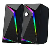 Настольные колонки компьютерные c RGB подсветкой MUSIC DJ M-110C Акустическая система 2.0 для ПК