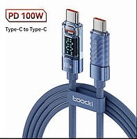 Кабель Toocki USB Type C to Type C з екраном 7А 100W 1 метр Q.C. 3.0 4.0 швидка зарядка і передача даних.