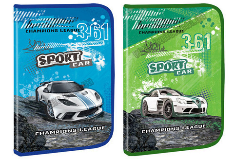 Тека А4 на блискавці, пластикова, з глитером KIDIS sport car