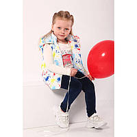 Жилет дитячий для дівчинки Trendy Tot 03-00983 прінт з капюшоном від 18 місяців до 5 років - білий, 110 см (5