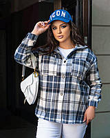 Стильная кашемировая женская рубашка с капюшоном 48-58 размер