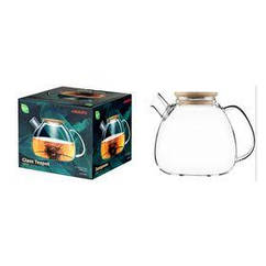 Заварник Ardesto Midori Bubble, 1500 мл, боросилікатне скло, бамбук, прозорий (AR3015GBI)