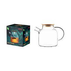 Заварник Ardesto Midori, 1500 мл, боросилікатне скло, бамбук, прозорий (AR3015GB)