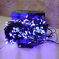 Светодиодная гирлянда-нить черная проволока 400 LED Xmas матовая 16.5 м 8 режимов синий