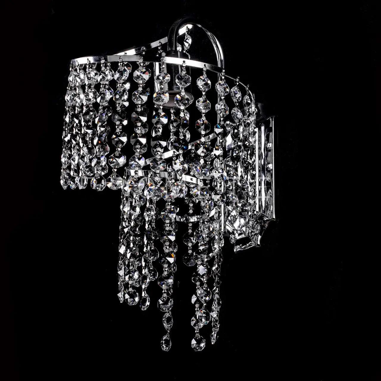 Кришталеве бра на 1 лампочку E27 колір каркасу хром PM-P5-E1887/1w/CH, фото 1