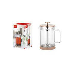 Френч-прес Ardesto Gemini, 800 мл, боросилікатне скло, неіржавка сталь, прозорий, мідний (AR1908WG)