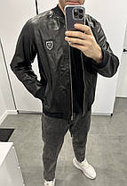 Чоловіча класична куртка бомбер Philipp Plein зі шкіри чорна, 48-50 розмір тільки!, фото 2