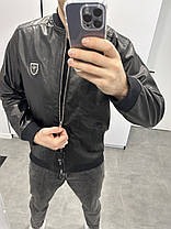Чоловіча класична куртка бомбер Philipp Plein зі шкіри чорна, 48-50 розмір тільки!, фото 3
