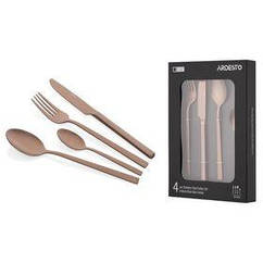 Набір столових приборів Ardesto Black Mars Favola, 4 прилади, неіржавка сталь, мідний (AR0704FSC)