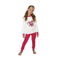 Піжама дитяча для дівчинки Trendy Tot 03-01235 інтерлок штани та кофта від 6 до 9 років - малиновий, 122 см (7