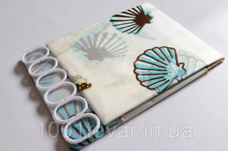 Шторка для ванної кімнати напівпрозора PEVA, розмір 180х180 см., фото 1