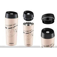 Термокухоль Ardesto Coffee time Bradypus, 450 мл, неіржавка сталь, бежевий (AR2645DBE)