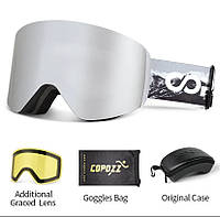 Професійна лижная маска Copozz з двойною сріблястою лінзою на магніті