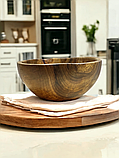 Салатник дерев'яний з горіха ручної роботи. Діаметр 20см., фото 5